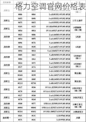 格力空调官网价格表