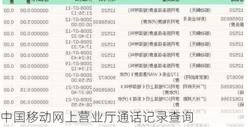 中国移动网上营业厅通话记录查询