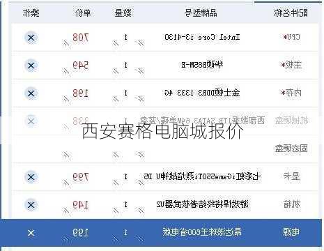西安赛格电脑城报价