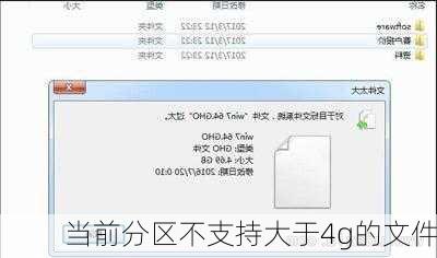 当前分区不支持大于4g的文件