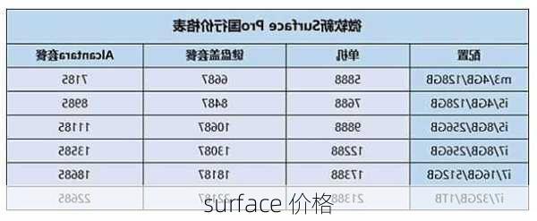 surface 价格