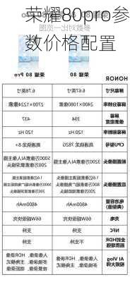 荣耀80pro参数价格配置