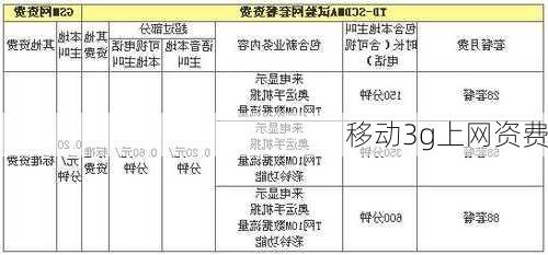 移动3g上网资费