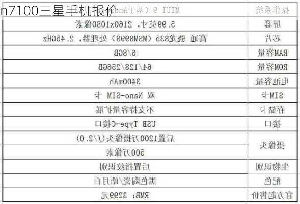 n7100三星手机报价