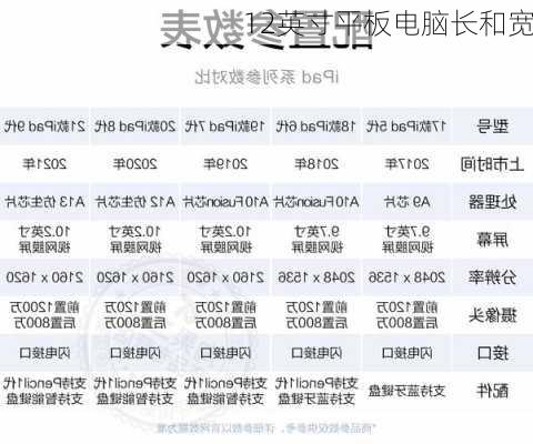 12英寸平板电脑长和宽