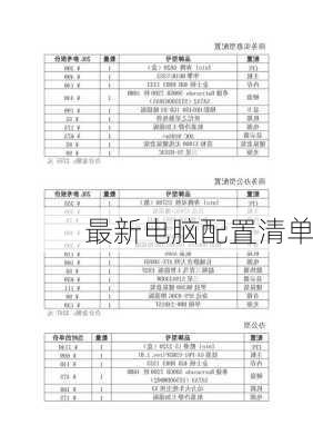 最新电脑配置清单