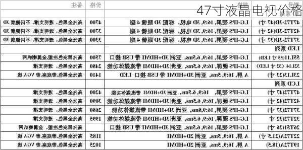 47寸液晶电视价格