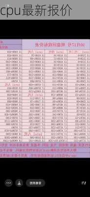 cpu最新报价
