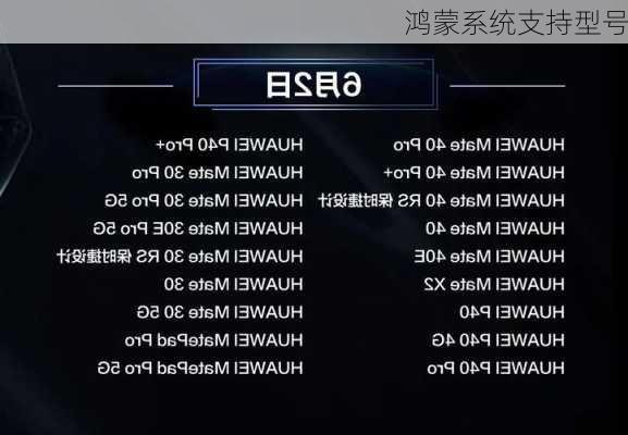 鸿蒙系统支持型号
