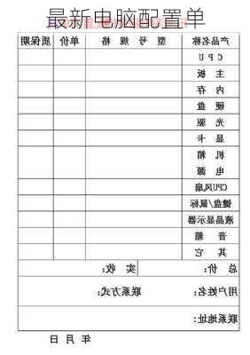 最新电脑配置单